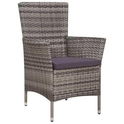 vidaXL - 5-delige - Tuinset - met - kussens - poly - rattan - grijs