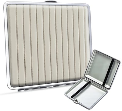 Sigarettendoosjes - Metaal met PU Leder Afwerking - 20 Sigaretten - Sigarettenhouder - Crème