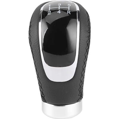 Universele auto-pookknop Stick Head Versnellingshendel Handbal Leer Universeel voor auto zwart