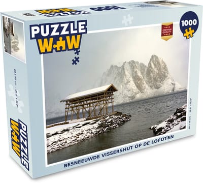 Puzzel Besneeuwde vissershut op de Lofoten - Legpuzzel - Puzzel 1000 stukjes volwassenen