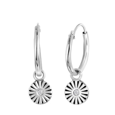 Lucardi Dames Oorringen met ronde hanger Bali - Oorbellen - Cadeau - 925 Zilver - Zilverkleurig