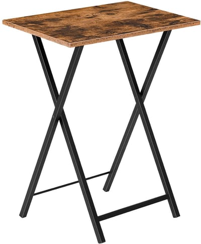 TRANKIELO® - Vintage Bijzettafel – Inklapbaar Dienblad – Multifunctioneel – Donkerbruin-Zwart – Industriële Stijl