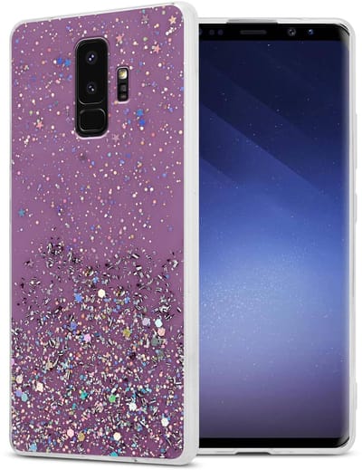 Cadorabo Hoesje geschikt voor Samsung Galaxy S9 PLUS in Paars met Glitter - Beschermhoes van flexibel TPU silicone met fonkelende glitters Case Cover Etui