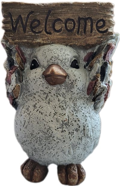 vogel beeldje welcome 16cm