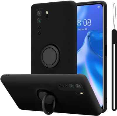 Cadorabo Hoesje geschikt voor Huawei NOVA 6 SE / P40 LITE / NOVA 7i in LIQUID ZWART - Beschermhoes van flexibel TPU silicone Case Cover met ring