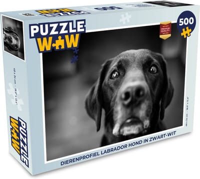 Puzzel Dierenprofiel labrador hond in zwart-wit - Legpuzzel - Puzzel 500 stukjes