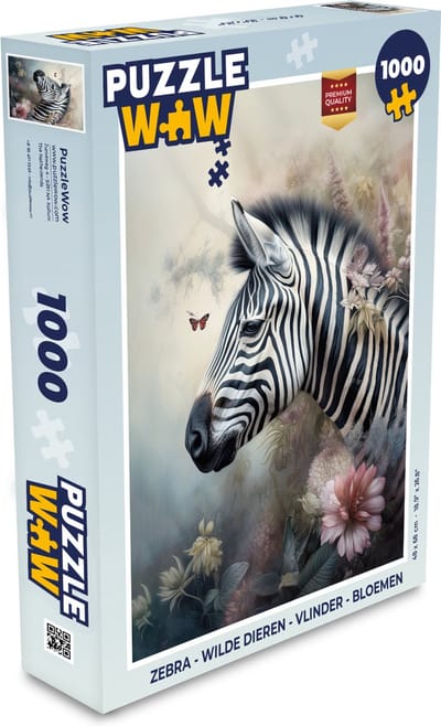 Puzzel Zebra - Wilde dieren - Vlinder - Bloemen - Legpuzzel - Puzzel 1000 stukjes volwassenen
