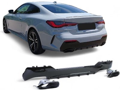 Achterdiffuser geschikt voor BMW 4 Serie G22 G23 2021+ M440i Look Glans Zwart
