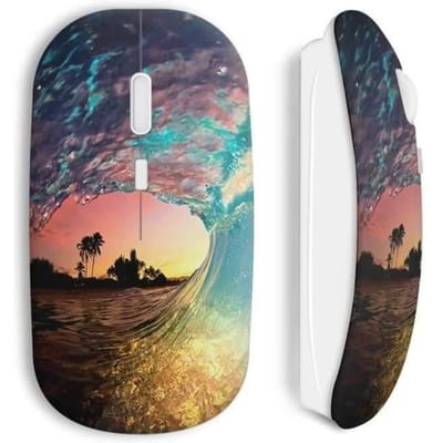 Souris sans Fil - MANIACASE - Wave and sand - Blanc - Clé USB wifi incluse - Compatible Mac et PC
