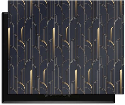 KitchenArt - Art Deco Lines – Inductie Beschermer - 76x51.5 cm - Kookplaat Beschermer - Luxe Afdekplaat Inductieplaat - Anti-slip & Oprolbaar - Beschermmat Inductiekookplaat