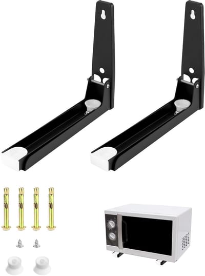 Allecto - Magnetron Muurbeugel - Wandmontage - Robuust en Duurzaam - Zwart - Telescopische Armen - Voor de meeste magnetrons - Inclusief Bevestigin...