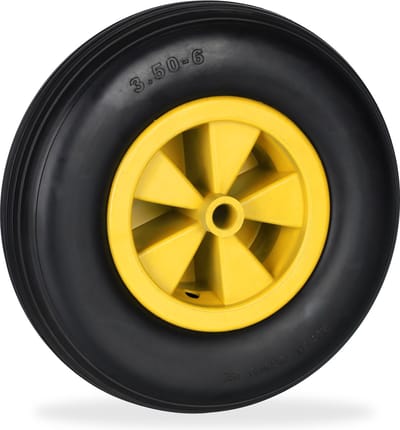 Kruiwagenwiel - 3.50-6 - massief rubber - anti-lek - tot 100 kg - zwart-geel