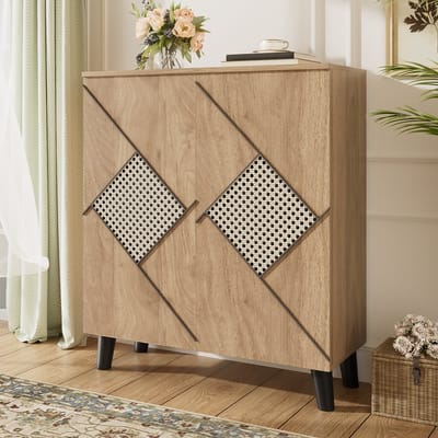 MODENUIT Schoenenkast - Gesloten Opbergruimte Met Bovenblad - Voor Hal - Spaanplaat - Houtkleur - 80x31x91 Cm