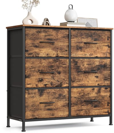 NordHaus Dressoir met 6 Stoffen Lades - Opbergkast - Lade Kast - Ruime Opbergruimte - 76,7 x 30 x 73,7 cm
