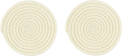 Krumble Pannenonderzetter - Set van 2 - Bohemian - Rond - onderzetters - Panbeschermers - Pan accessoires - Tafelbeschermer - Katoen - Beige - 18 cm (d)