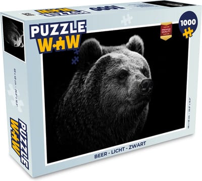 Puzzel Beer - Licht - Zwart - Legpuzzel - Puzzel 1000 stukjes volwassenen