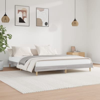 vidaXL - Bedframe - bewerkt - hout - grijs - sonoma - eikenkleurig - 200x200 - cm