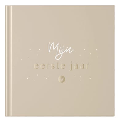 Fyllbooks - Baby Boek Mijn Eerste Jaar - Invulboek Baby - Sunkissed Sand - Goudfolie - Geschikt voor alle Gezinssamenstellingen