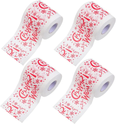 4 Rollen Kerstthema Toiletpapier met Creatief Patroon Houtmateriaal Zacht Absorberend Geschikt voor Feestjes Thema-evenementen