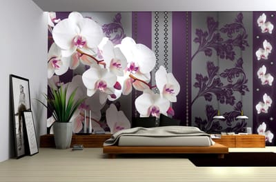 Flowers Floral Orchids Pattern Photo Wallcovering