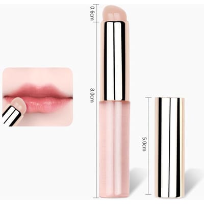 Pinceau à lèvres en silicone avec couvercle, outil de maquillage anti-cernes coudé, tête ronde portable comme le bout des doigts, pinceau à rouge à lèvres doux Q rose
