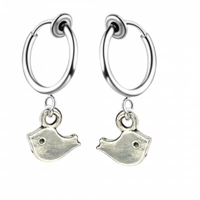 Klem oorbellen -zilverkleur- vogel- geen gaatje- Charme Bijoux