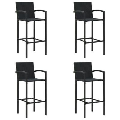 vidaXL - Barkrukken - 4 - st - poly - rattan - zwart