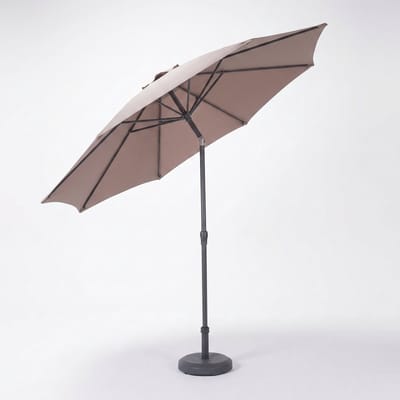 Cheqo® Tuinparasol - Stokparasol - Terrasparasol - Taupe - Kantelbaar - UV-Bestendig - Waterdicht - Aluminium - voor Tuin en Terras - Balkonparasol - Zonnescherm - Knikbaar - Zonnewering - Ronde Parasol