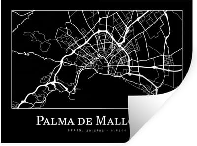Muurstickers - Sticker Folie - Plattegrond - Stadskaart - Palma de Mallorca - Kaart - 40x30 cm - Plakfolie - Muurstickers Kinderkamer - Zelfklevend Behang - Zelfklevend behangpapier - Stickerfolie