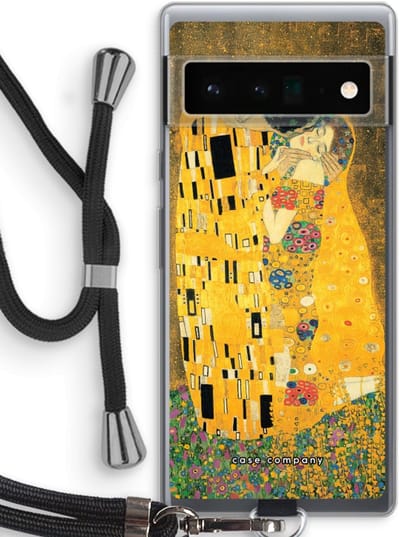 Case Company® - Hoesje met koord geschikt voor Google Pixel 6 Pro hoesje met Koord - Der Kuss - Telefoonhoesje met Zwart Koord - Bescherming aan alle Kanten en Over de Schermrand