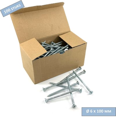 UFAST afstandschroef - Ø 6 x 100mm - Platkop - Torx - Verzinkt - 100 stuks