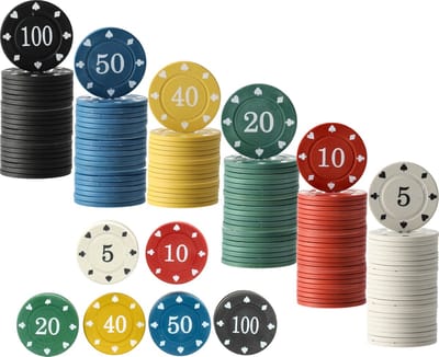 Pokerset - 144 stuks poker chips - poker set voor kaartspel, pokerspel en casino - pokerchips voor Pokeren