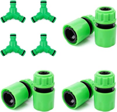 Set van 4 Y-vormige water slangconnectoren en 6 slangkoppelingen 1/2 inch voor tuinirrigatie, snelle aansluiting en waterleidingverbindingen