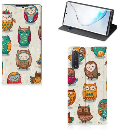 Standcase Hoesje voor Samsung Galaxy Note 10 Hoesje maken Vrolijke Uilen