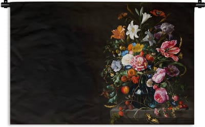 Wandkleed - Wanddoek - Oude meesters - Kunst - Vaas met bloemen - Jan Davidsz de Heem - 180x120 cm - Wandtapijt