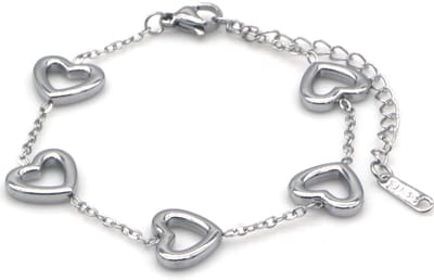 RVS hartjes armband 16-21 cm – zilverkleurig – dames – valentijn – cadeau