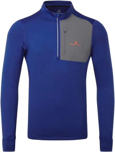 Ronhill | Heren | Tech Winter 1/2 Zip | Warm Hardloopshirt | Lange Mouwen | Halve Rits | Ocean/Iron | Blauw | Maat S