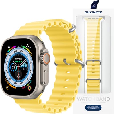 Dux - Ducis - Strap Horlogeband - 8 / 7 / 6 / 5 / 4 / 3 / 2 / SE - (41 / 40 / 38 - mm) - Siliconen - bandarmband - geel - (OceanWave-versie)