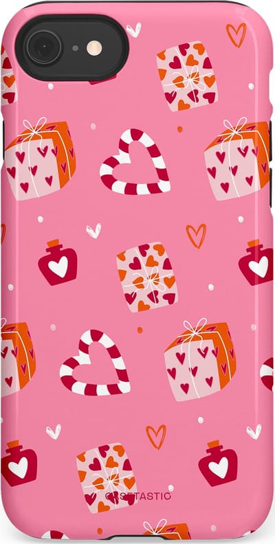 Casetastic Hoesje Geschikt voor Apple iPhone 7/8/SE - Stijlvolle Beschermende Duo-layer Case - Zoete Liefde Roze