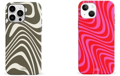xoxo Wildhearts telefoonhoesjes Boogie Wonderland Green + Berry Much Rood Roze – Single Layer Silicone Cases met golvend design – kleurrijk en modieus – geschikt voor iPhone 15