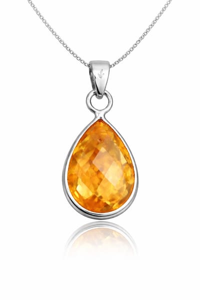 Natuursieraad - 925 sterling zilver citrien druppel ketting - luxe edelsteen sieraad - handgemaakt