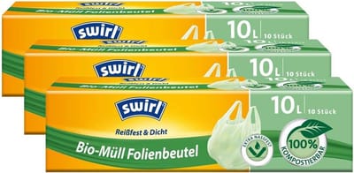 10L Wegwerp Zakken Voor Groen GFT Afval - Scheurvast en Composteerbaar (30 Stuks)