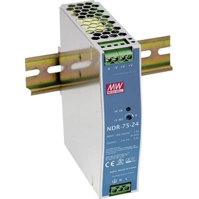 MEAN WELL NDR-75-12 DIN-rail netvoeding 12 V/DC 6.3 A 75 W Aantal uitgangen:1 x Inhoud 1 stuk(s)