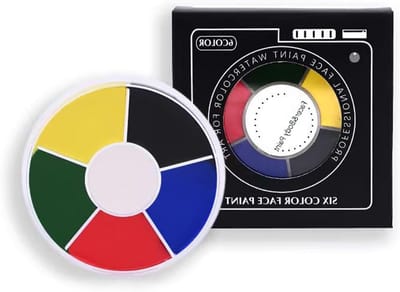 Make-uppalet met 6 kleuren: zwart, rood, blauw, wit, geel, groen voor creatieve gezichtsschildering en festivals in Europa