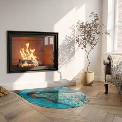 Coloray Vloerplaat Houtkachel - Onderplaat Kachel - 100 cm x 100 cm - Houtkachel Vloerplaat - Turkoois Vloerplaat Kachel - Onderplaat Voor Houtkachel - Vloerplaat voor Houtkachel - Vloerplaat Open Haard - Verwarmingsaccessoires