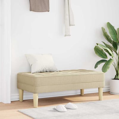vidaXL - Bank - met - kussen - Crème - 113 - x - 57 - x - 39 - cm - Stof