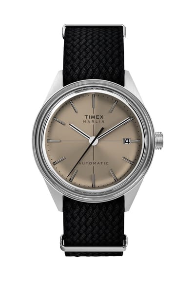 Timex Marlin® Jet Automatic 38Mm Fabric Strap Watch Quartz Chronograaf Horloge Zwart En Bruin Kast 100%: Roestvrij Staal | Armband 100%: Stof 38 mm TW2Y06300AJ, TW2Y09900AJ