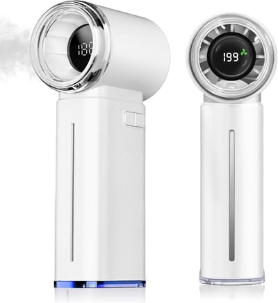 Draagbare handventilator - mini-handventilator - oplaadbare batterij van 5000 mAh - digitaal display - 1-199 niveaus van instelbare windsnelheid - geschikt voor reizen, buiten kamperen, thuis, make-up, woon-werkverkeer, enz.