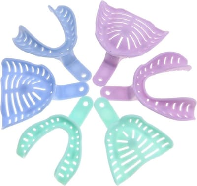 6 Stuks Tandheelkundige Lepels, Plastic Afdruklepels voor Tandheelkundige Materialen, Diverse Kleuren, Ideaal voor Tandartsgebruik en Thuisgebruik