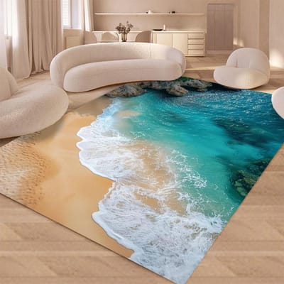 Zeester Strand Schelp Zeester Zand Tapijt Vloerkleed voor Woonkamer Slaapkamer Huis Sofa Decoratie, Kinderen Spelen Antislip Vloermat 80*120cm